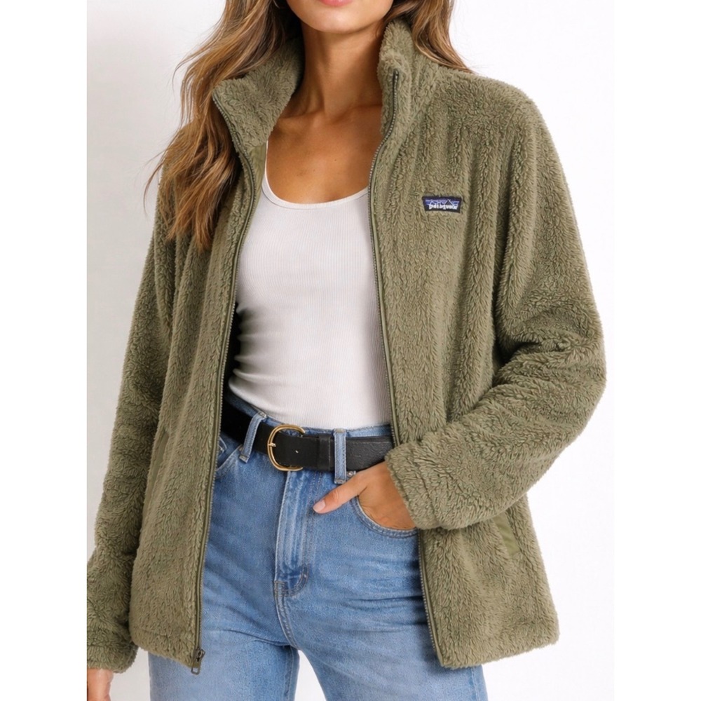 Patagonia Los Gatos Full Zip Fleece Jacket Basin Green Olive Womens‎ Medium
